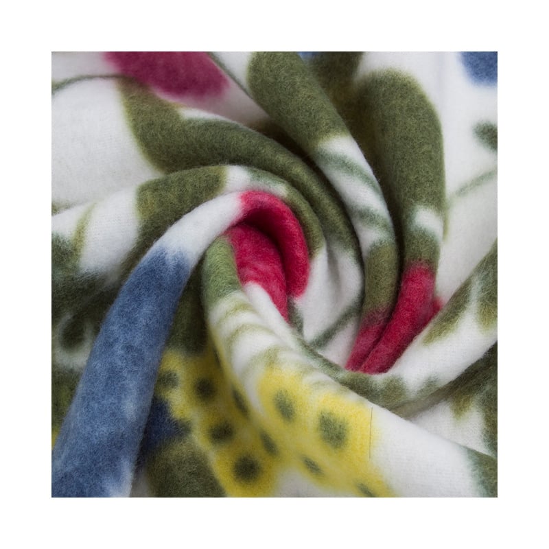 Διπλής όψεως φλις κουβέρτα με άκρη overlock σε σχήμα U, τρίγωνικό ράψιμο, 180 g, πολυεστέρας, μοτίβο φυτών και λουλουδιών