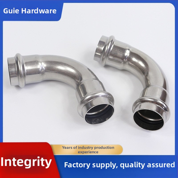 Nerezový kolenný spoj pre potrubie, kompresný typ, dvojité stlačenie, rovnaký priemer