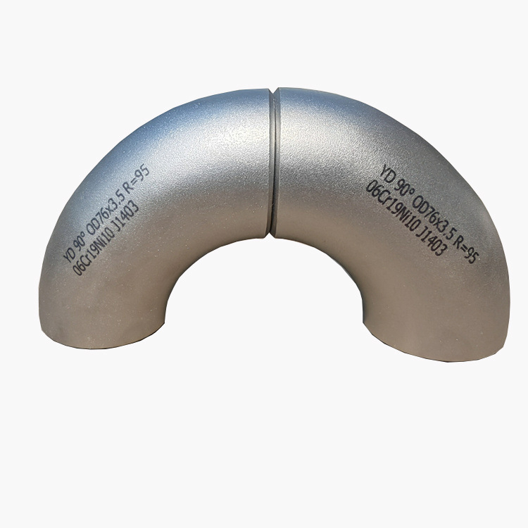 Nerezový uhlový spoj, 90°, dlhý radius, národná norma, odolný voči korózii