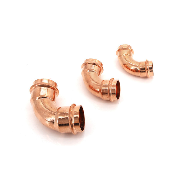 Meďový uholový fiting na rúru, ASME B16.51, ASME B88, hrúbka steny 1,5 mm