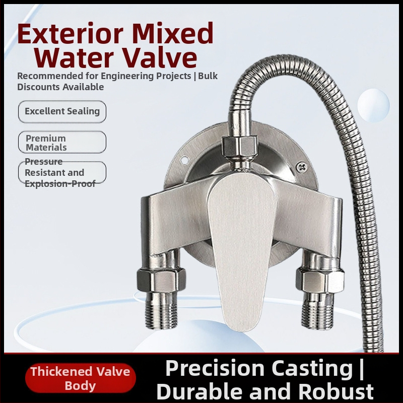 Nerezový sprchový miešací ventil s otvorenou montážou, keramická disková vložka, 0-100°C, 1.6 MPa, závitové pripojenie