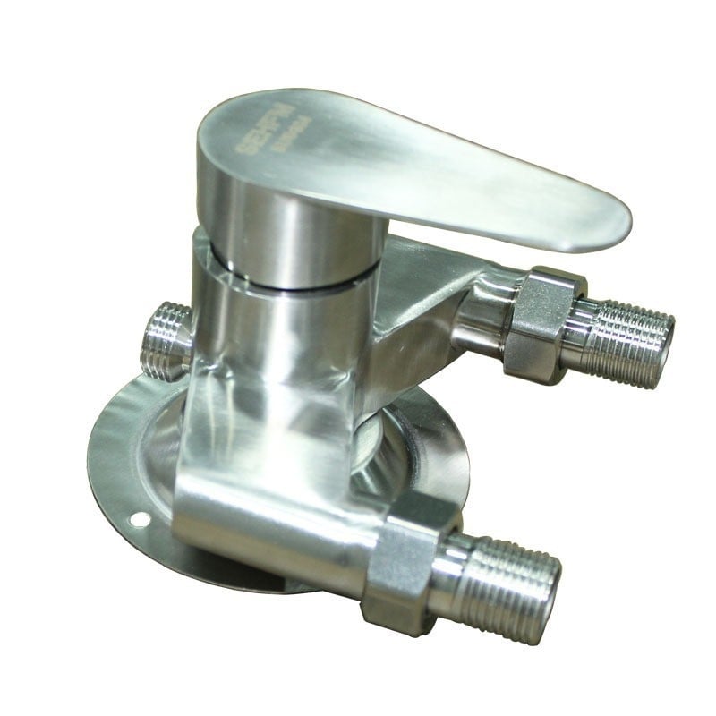 Душ смесител от неръждаема стомана с открит монтаж, керамичен диск клапан, 0-100°C, 1.6 MPa, резбовани връзки