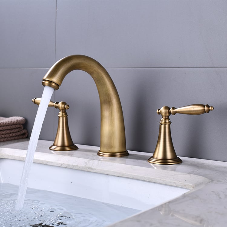 Baterie de chiuvetă pentru lavoar, stil Nordic, cu două mâinere, ansamblu în 3 piese, corp din cupru, mecanism ceramic, 0–100°C, 1 MPa