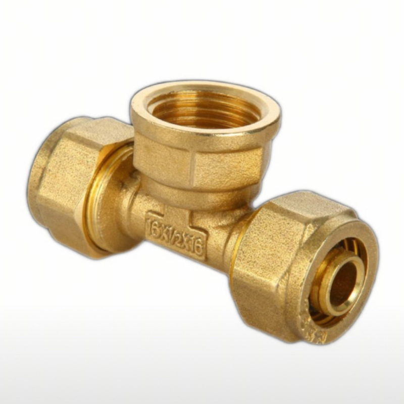 Bakarni cijevni spojovi za solarni bojler, model 1216, promjer 16 mm, debljina stijenke 1 mm, unutarnje i vanjske navoje, koljeno i T-spoj