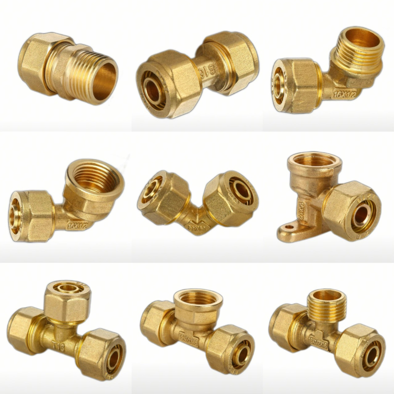 Bakarni cijevni spojovi za solarni bojler, model 1216, promjer 16 mm, debljina stijenke 1 mm, unutarnje i vanjske navoje, koljeno i T-spoj