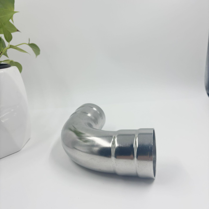 Nerezová oceľ 90° koleno s rovnakým priemerom, GB/T33926, hrúbka steny 0,8 mm, hrúbka potrubia 0,8–3,0 mm, hmotnosť 100 g