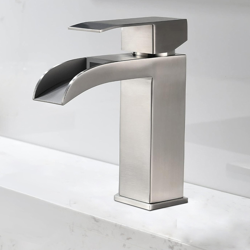 Kaskadni umivaonski faucet, nehrđajući čelik, keramički patron, jednom rukom, ugradnja ispod umivaona, 0-90°C
