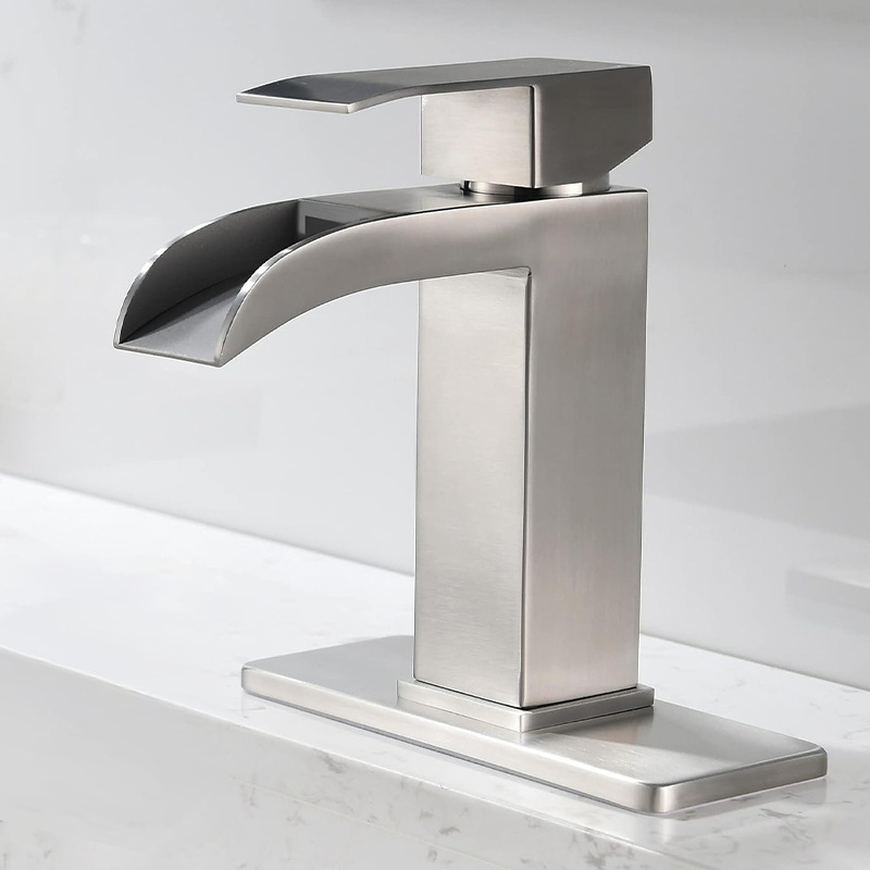 Kaskadni umivaonski faucet, nehrđajući čelik, keramički patron, jednom rukom, ugradnja ispod umivaona, 0-90°C