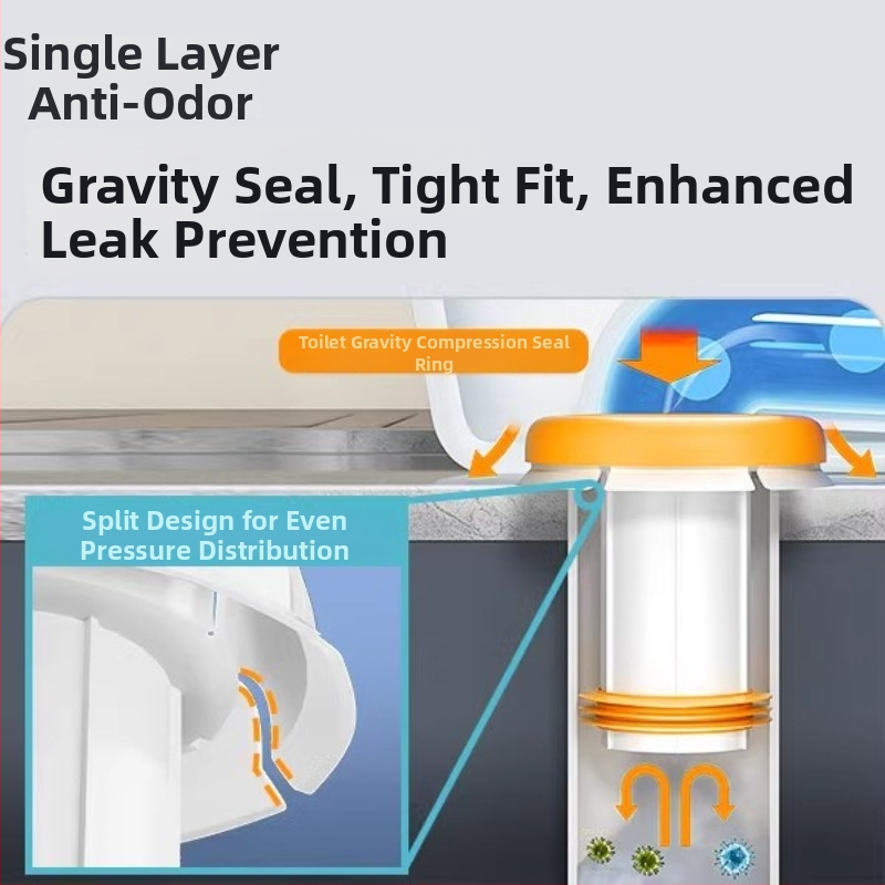 Egyrészes WC-flan tömítőgyűrű, szilikonból, hosszított és vastagodott, univerzális, szagellenálló és szivárgásmentes
