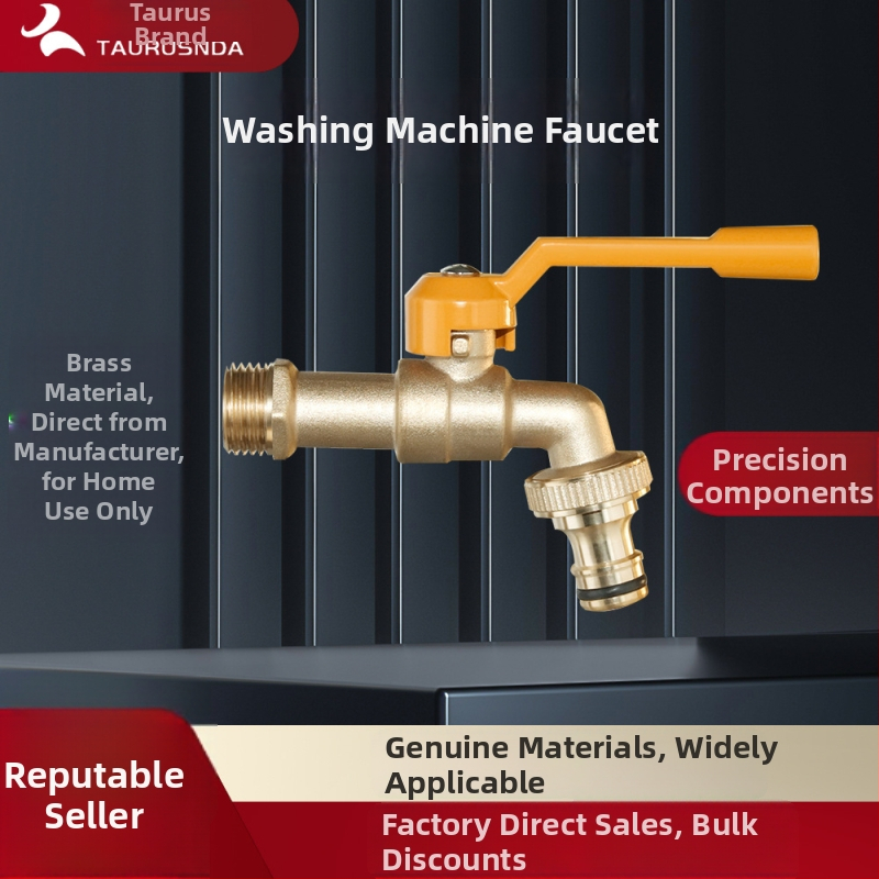 Robinet pentru mașina de spălat, dublă ieșire, filet, alamă, cu miez din cupru (-20°C până la 80°C)