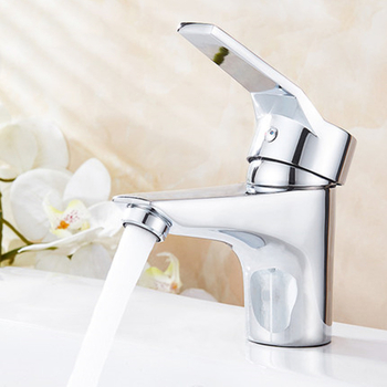 Bakrena slavina za kupaonicu za umivaonik s jednim otvorom, toplom i hladnom vodom, model 102, keramički disk ventil, vertikalna ugradnja, elektroplatirani završetak
