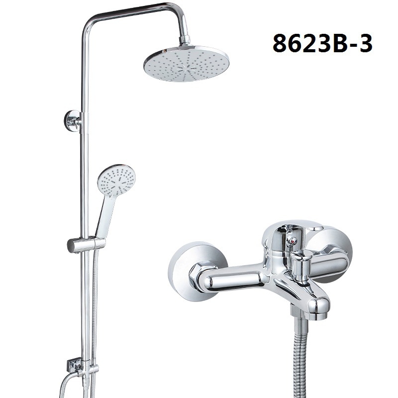Cjelomeden tuš set za zidni montažu, kromirani završni sloj, moderan stil, kišna funkcija, model 8623B