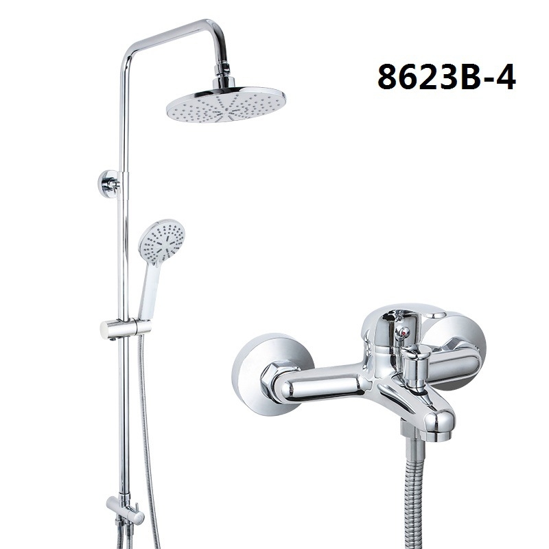 Cjelomeden tuš set za zidni montažu, kromirani završni sloj, moderan stil, kišna funkcija, model 8623B