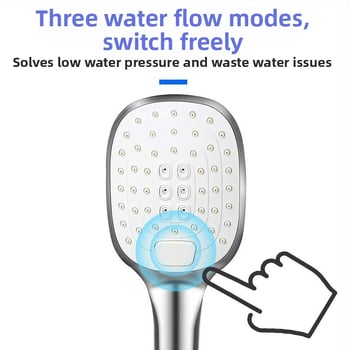 Σετ ντους – χειρολαβή με μεγάλο πάνελ, τρεις ταχύτητες, ABS, τετράγωνη κεφαλή (0–90°C, 0,8 MPa)