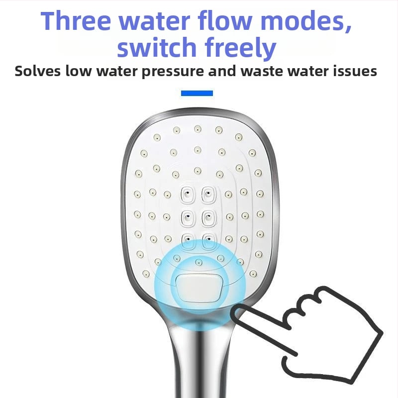 Σετ ντους – χειρολαβή με μεγάλο πάνελ, τρεις ταχύτητες, ABS, τετράγωνη κεφαλή (0–90°C, 0,8 MPa)