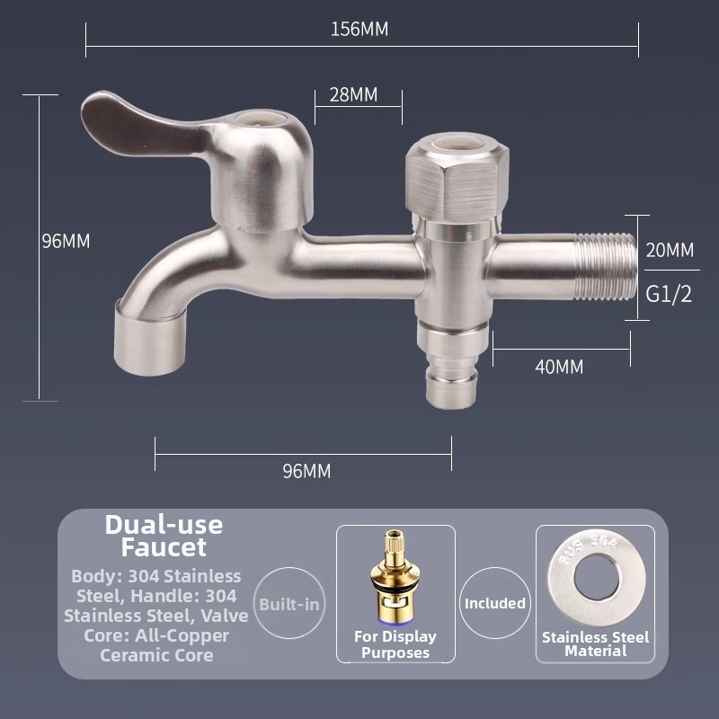Vonkajší meďný kohút s 1 vstupom a 2 výstupmi, dvojitá regulácia, jednoblokový dizajn, prispôsobiteľný