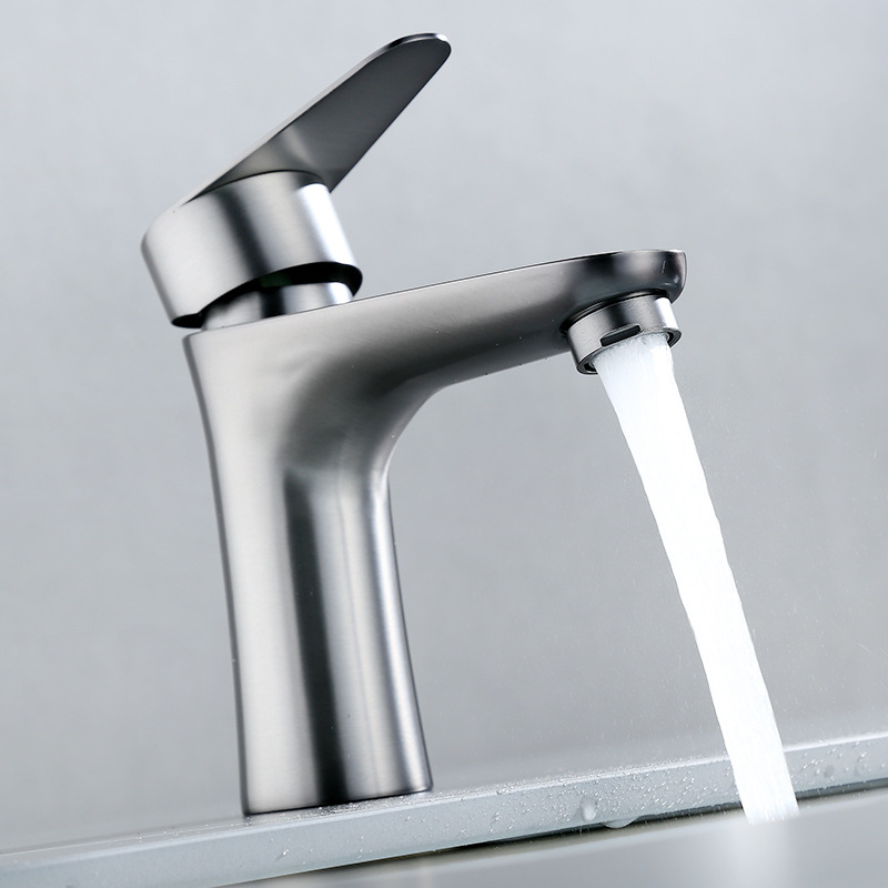 Nehrđajući čelični miješalica za umivaonik SUS3309, keramički kartridž, 0–80 °C, 1 MPa, promjer priključka 32–40 mm, jednoručni, moderan dizajn