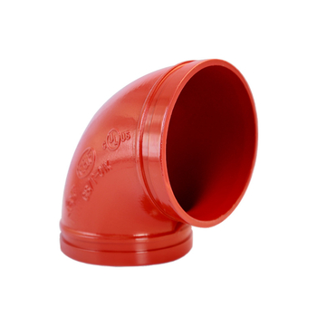 90° kutni spoj za cijevi s grooved clamp tipom, duktilno željezo; promjer 60.3–323.9 mm; model XGQT02; standard GB5135.11-2006; otporan na koroziju i visok tlak