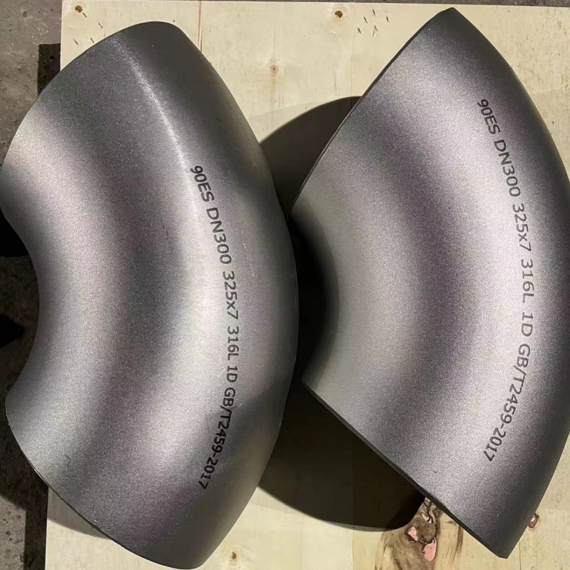 Ъглов фитинг за тръби от неръждаема стомана, DN15–DN600, дебелина на стената 3–10 мм, високо налягане, стандарт GB/T2459-2017