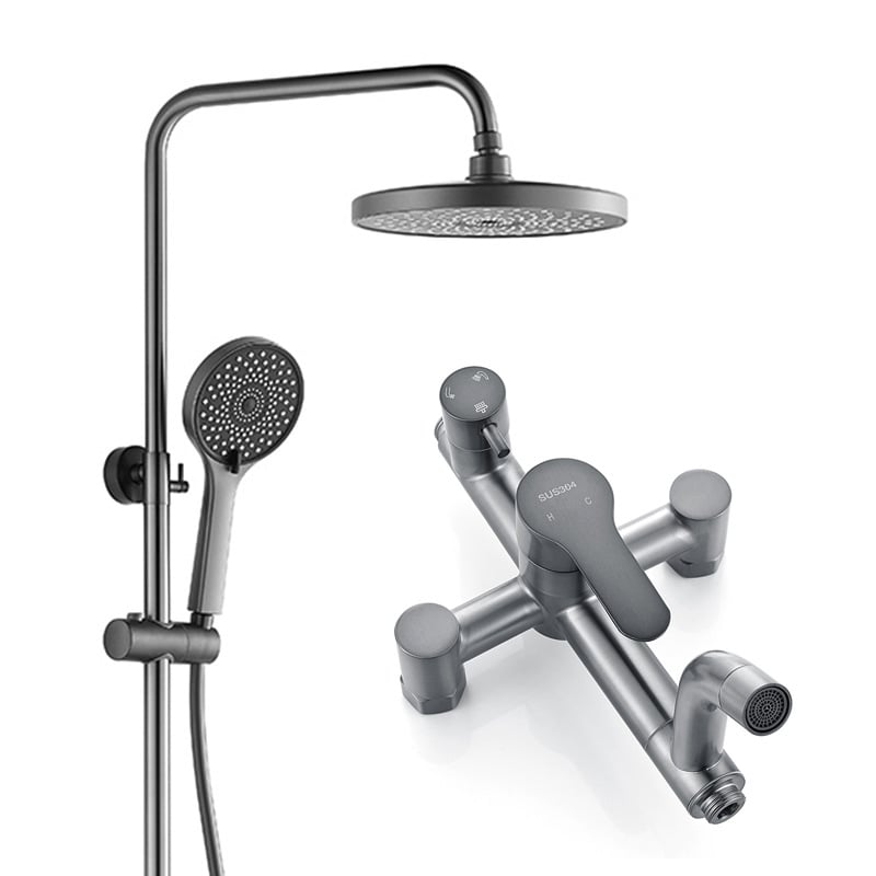 Комплект душ от 304 неръждаема стомана, кръгла душ глава, резбово монтиране, работна температура 0–90°C, номинално налягане 0.8–1.2 MPa, марка vemuse