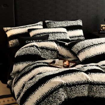Tej velúr téli vastagított ágyneműkészlet — négy darabos, puha és meleg, bőrbarát, minimalist luxus stílus
