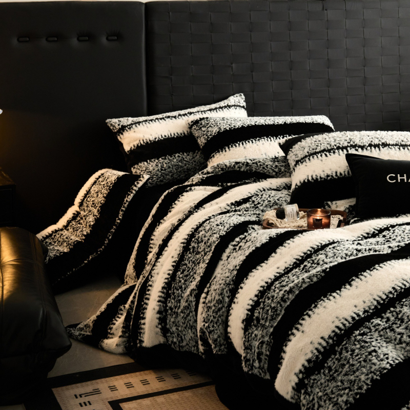 Tej velúr téli vastagított ágyneműkészlet — négy darabos, puha és meleg, bőrbarát, minimalist luxus stílus