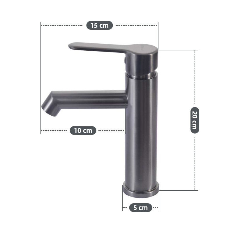 Baterija za umivaonik na ploču – nehrđajući čelik, miješalica s jednim ručicom, keramički disk, model NB-N5021, promjer sjedalice ventila 50 mm