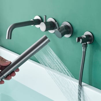 Душ комплект, скрит монтаж, квадратна душ глава, 304 неръждаема стомана, модерен минималистичен стил