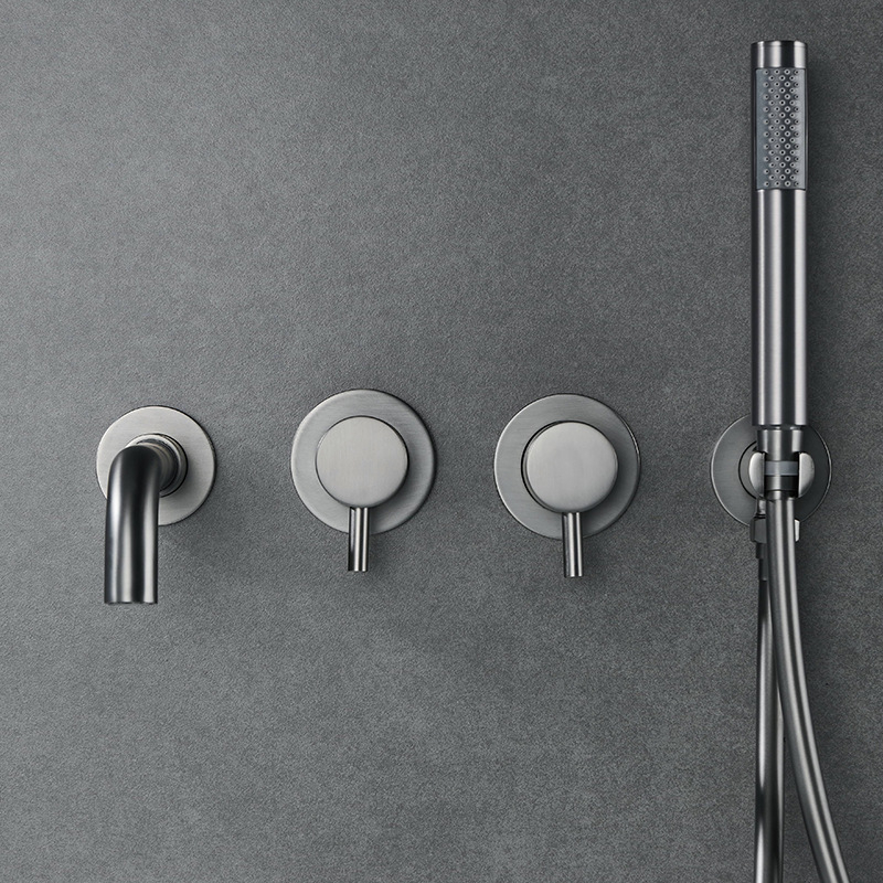 Душ комплект, скрит монтаж, квадратна душ глава, 304 неръждаема стомана, модерен минималистичен стил