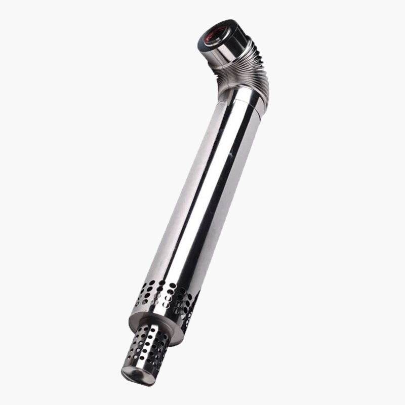 Țeavă de evacuare din oțel inoxidabil pentru boilerul montat pe perete, cu două pereți, conectori unghiulari, modelul 01, grosimea pereților 0,003