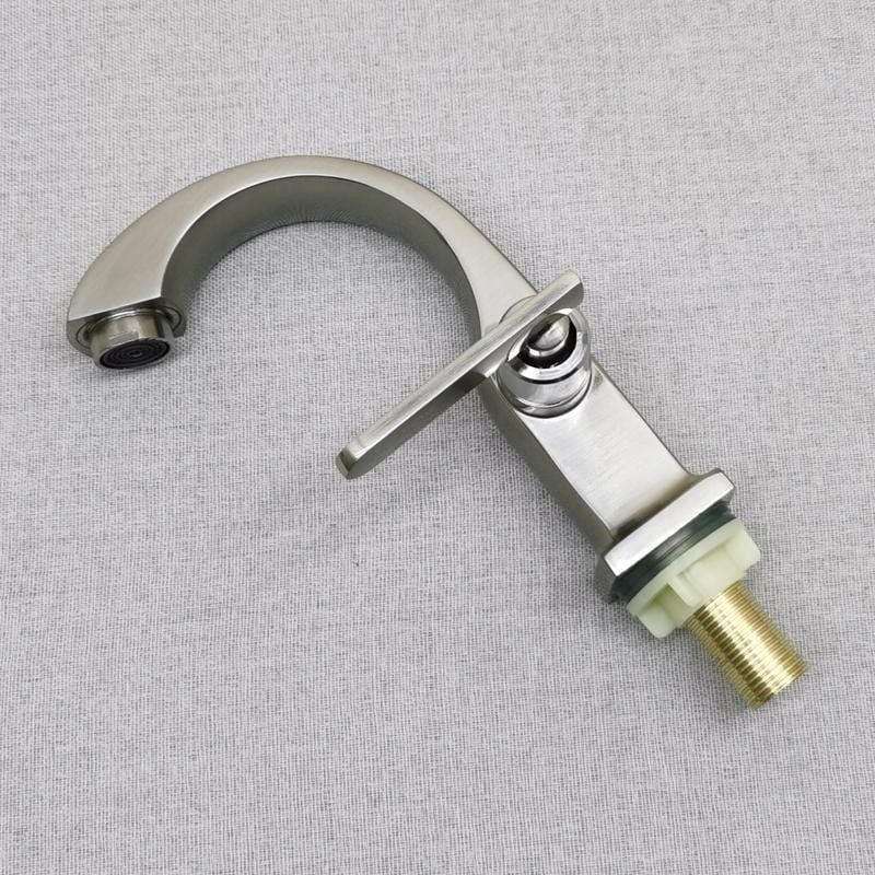 Robinet chiuvetă baie, cu o singură gaură, apă rece, oțel inoxidabil, cartuș ceramic, finisaj periat, CE certificat UE