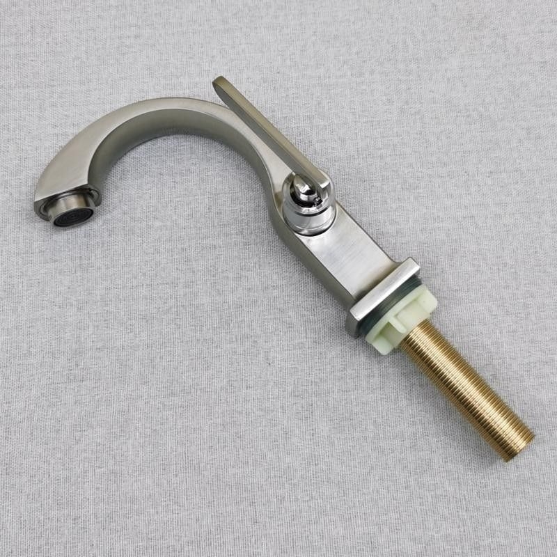 Robinet chiuvetă baie, cu o singură gaură, apă rece, oțel inoxidabil, cartuș ceramic, finisaj periat, CE certificat UE