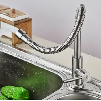 Robinet de bucătărie din oțel inoxidabil 304, apă rece, rotație universală, robinet cu disc ceramic, finisaj periat