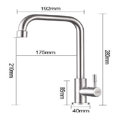 Robinet de bucătărie din oțel inoxidabil 304, apă rece, rotație universală, robinet cu disc ceramic, finisaj periat