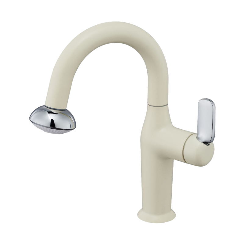 Robinet pentru chiuvetă pentru proiecte hoteliere și pensiune, stil retro, corp din aliaj de zinc, flux mixt, deschidere în spirală, finisaj electrogalvanic, miez de cupru