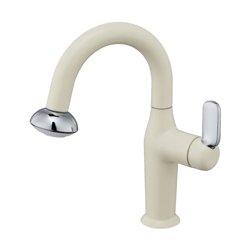 Robinet pentru chiuvetă pentru proiecte hoteliere și pensiune, stil retro, corp din aliaj de zinc, flux mixt, deschidere în spirală, finisaj electrogalvanic, miez de cupru