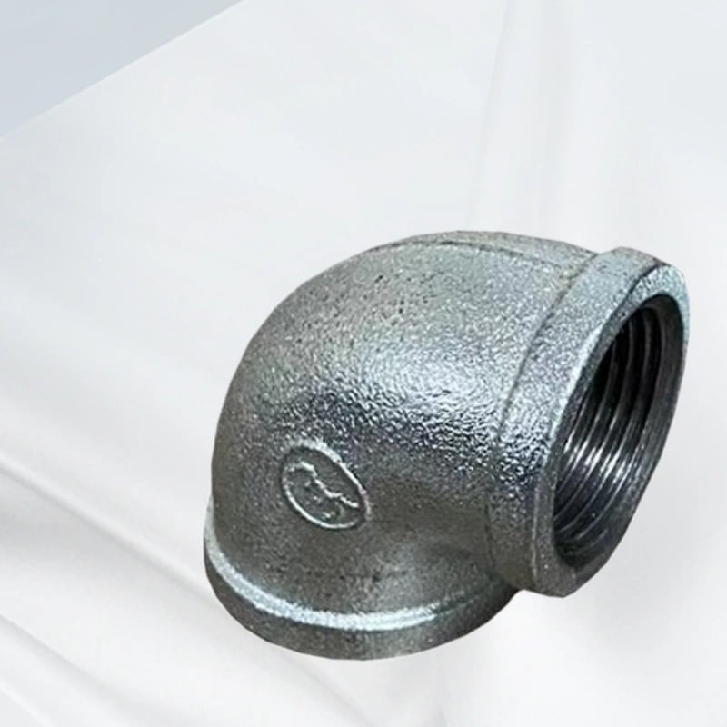 Potrubné koleno 90° s vnútorným závitom, pozinkované, z tvárnej liatiny