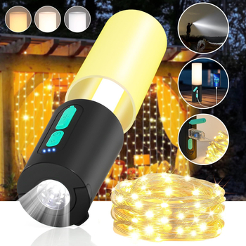 LED kamping svjetiljka s ručnim pogonom, ABS kućište, 1200 mAh baterija, punjivo, 5 sati rada