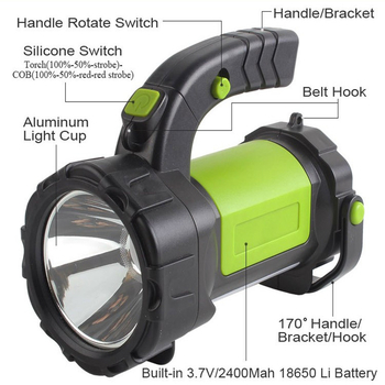 LED kamping svjetlo s ugrađeno baterijom, USB punjivo, prijenosno 10W vanjsko svjetlo