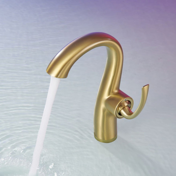 Robinet chiuvetă baie, stil lebădă, corp din cupru, miez ceramic disc, acționare prin ridicare, design modern minimalist