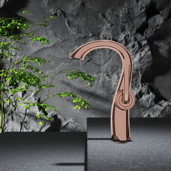 Robinet chiuvetă baie, stil lebădă, corp din cupru, miez ceramic disc, acționare prin ridicare, design modern minimalist