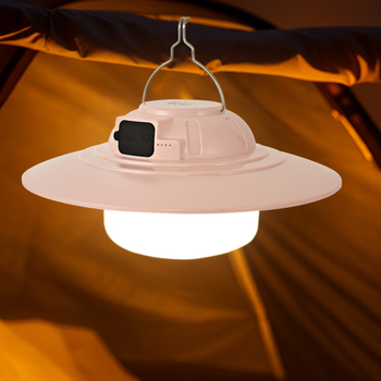 Lampa LED UFO pentru camping, reîncărcabilă, iluminare ambientală pentru cort, 3.7V, 5–25W, întrerupător tactil