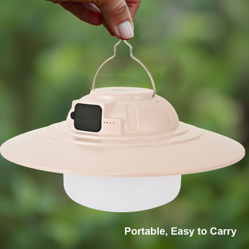 Lampa LED UFO pentru camping, reîncărcabilă, iluminare ambientală pentru cort, 3.7V, 5–25W, întrerupător tactil