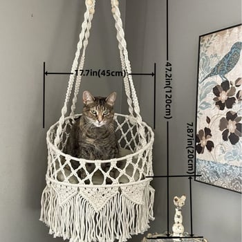 Χειροποίητη αιώρα γάτας (βαμβακερός σχοινί; Προέλευση: Shandong; Για γάτες; Κατηγορία: φωλιά γάτας, κλουβί)