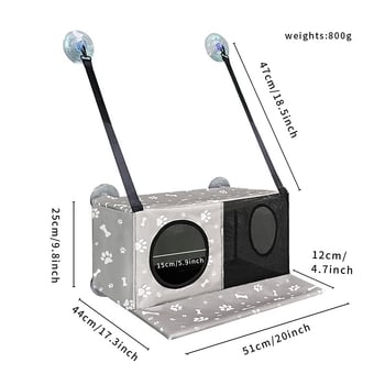 Υφασμάτινο κρεμαστό καταφύγιο για γάτες, με βεντούζες παραθύρου, για μπαλκόνι, χωρίς διάτρηση