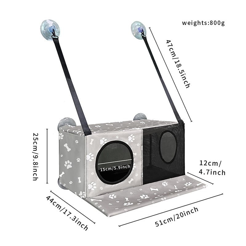 Υφασμάτινο κρεμαστό καταφύγιο για γάτες, με βεντούζες παραθύρου, για μπαλκόνι, χωρίς διάτρηση