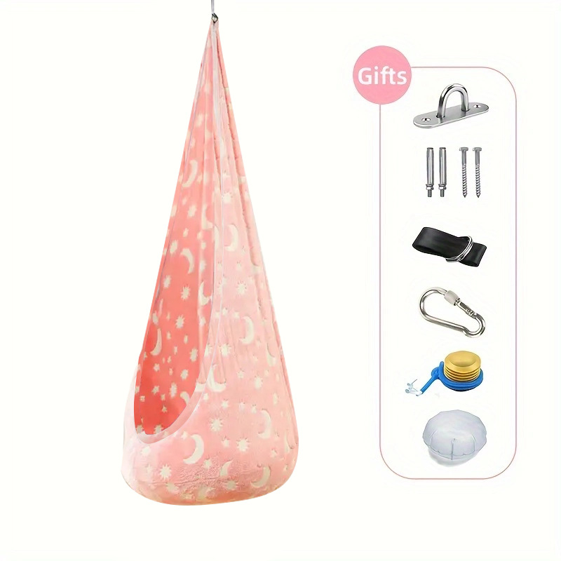 Flaneles világító függőszék-hamak beltéri és kültéri használatra, felfújható párnával, teherbírás 150 kg