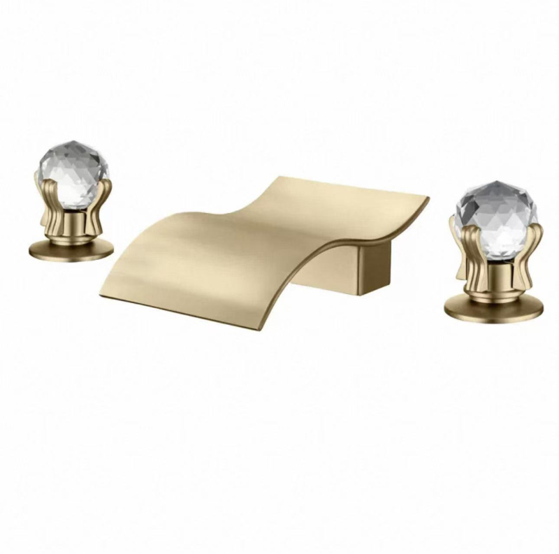 Kupaonski slavine za umivaonik od bakra, trodijelni set s tri otvora, model LE-6208, ulaz/izlaz G1/2, radna temperatura 0–100°C, nominalni tlak 1,5 MPa