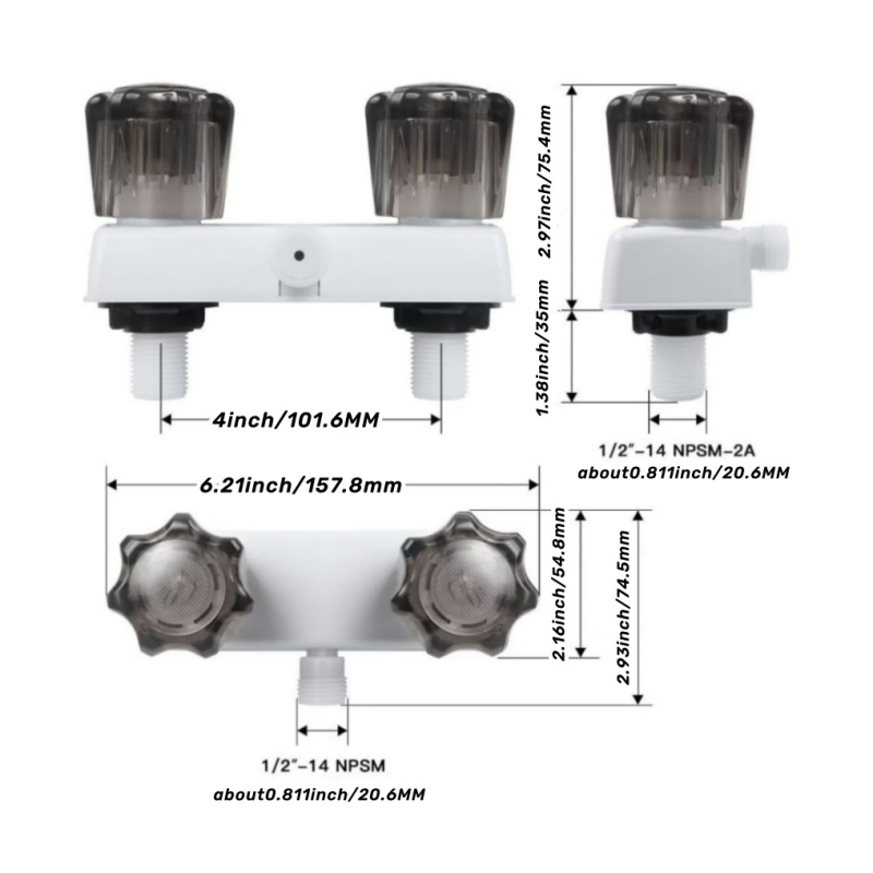 FC2002 Zmiešavací sprchový ventil s vysúvacím sprchovým výstupom, plast, priama montáž, 0–100°C, nominálny tlak 15