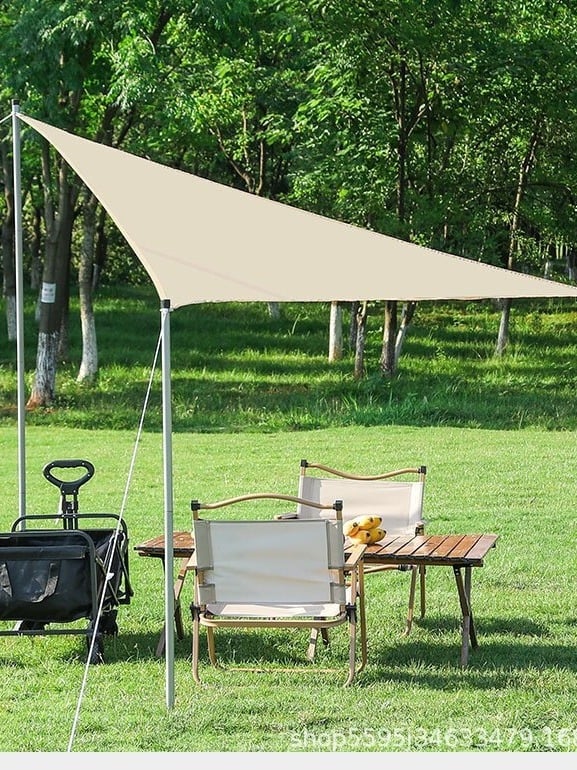 Háromszög alakú árnyékoló sátor 210D poliészter Oxford anyagból, vízálló 2000p, UV-álló, automata szerelés